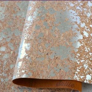 Sallie Tomato cork fabric || silver splatter on natural || NWOT